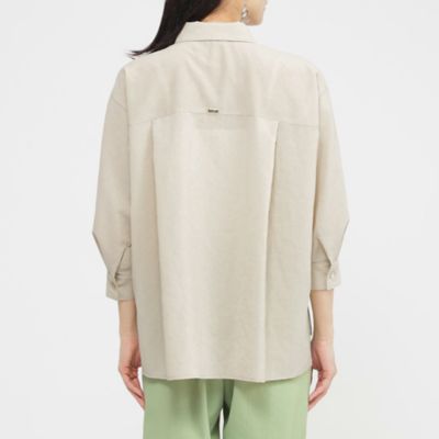 【Ｌ】【接触冷感】【ＵＶ対策】【ウォッシャブル】リネンライクタンブラーショートブラウス（Ｕ７Ｍ１５５６４＿＿）