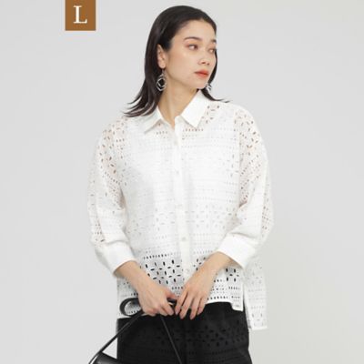 EVEX BY KRIZIA L (Women/大きいサイズ)/エヴェックス バイ クリツィアＬ 【Ｌ】【カタログ掲載品】【ウォッシャブル】タイルエンブロイダリーブラウス（Ｕ７Ｍ１５５６５＿＿）