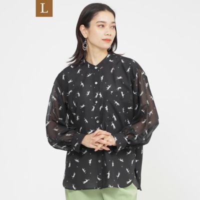 EVEX BY KRIZIA L (Women/大きいサイズ)/エヴェックス バイ クリツィアＬ 【Ｌ】【１枚できまる】【カタログ掲載品】【ウォッシャブル】クラフトパンサーシアーコンビブラウス（Ｕ７Ｍ１６５６６＿＿）