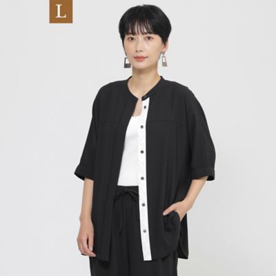 ＜EVEX BY KRIZIA L (Women/大きいサイズ)＞【Ｌ】【夏でもさらっと】【吸水速乾】【ウォシャブル】バックサテンジョーゼットブラウス（Ｕ７Ｍ１８５８１＿＿）