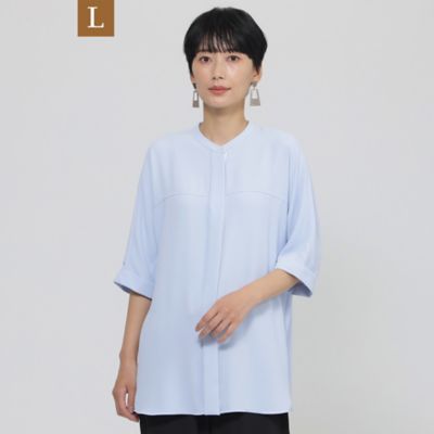 【Ｌ】【夏でもさらっと】【吸水速乾】【ウォシャブル】バックサテンジョーゼットブラウス（Ｕ７Ｍ１８５８１＿＿）