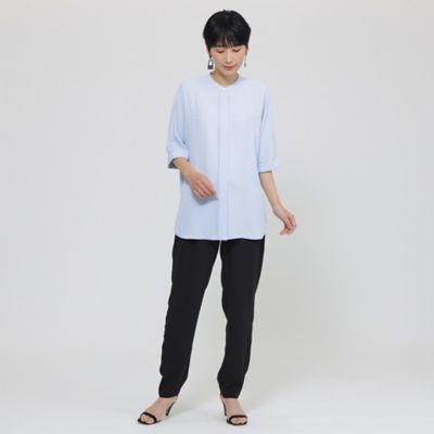 【Ｌ】【夏でもさらっと】【吸水速乾】【ウォシャブル】バックサテンジョーゼットブラウス（Ｕ７Ｍ１８５８１＿＿）