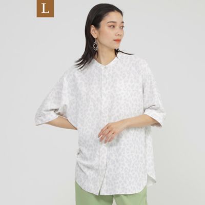 ＜EVEX BY KRIZIA L (Women/大きいサイズ)＞【Ｌ】【吸水速乾】【ウォッシャブル】パンサープリントバックサテンジョーゼットブラウス（Ｕ７Ｍ１８５８８＿＿）