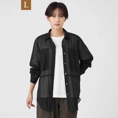 ＜EVEX BY KRIZIA L (Women/大きいサイズ)＞【Ｌ】【接触冷感】【ウォッシャブル】シアーボイルロングシャツ（Ｕ７Ｍ２０６１３＿＿）