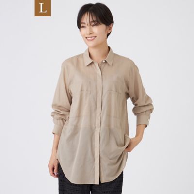 normment ノーメント キルティング シアーシャツ ウォッシャブル L】【接触冷感】【ウォッシャブル】シアーボイルロングシャツ