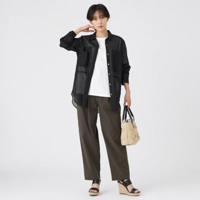 L】【接触冷感】【ウォッシャブル】シアーボイルロングシャツ