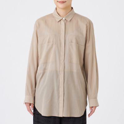 L】【接触冷感】【ウォッシャブル】シアーボイルロングシャツ