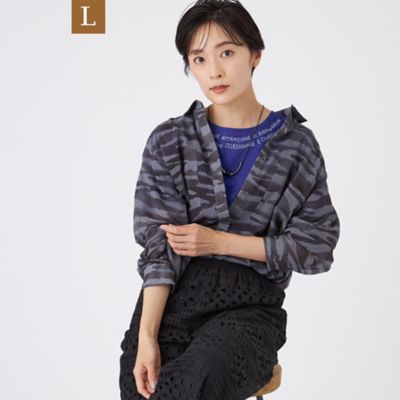 ＜EVEX BY KRIZIA L (Women/大きいサイズ)＞【Ｌ】【ＳＡＮＹＯ　Ｓｔｙｌｅ　ＥＤＩＴＩＯＮ掲載】【接触冷感】【ウォッシャブル】シアーボイルゼブラロングシャツ（Ｕ７Ｍ２０６１４＿＿）