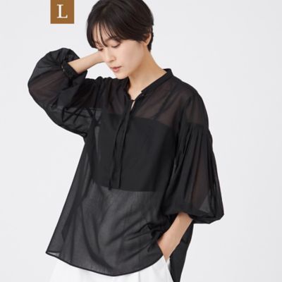 ＜EVEX BY KRIZIA L (Women/大きいサイズ)＞【Ｌ】【接触冷感】【ウォシャブル】シアーボイルプルオーバーブラウス（Ｕ７Ｍ２１６１３＿＿）
