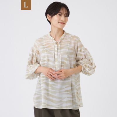 ＜EVEX BY KRIZIA L (Women/大きいサイズ)＞【Ｌ】【接触冷感】【ウォシャブル】シアーボイルゼブラプルオーバーブラウス（Ｕ７Ｍ２１６１４＿＿）
