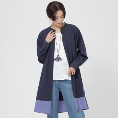 【Ｌ】【ウォッシャブル】バイカラーソフトタイプライターロングシャツ（Ｕ７Ｍ３５２１１＿＿）
