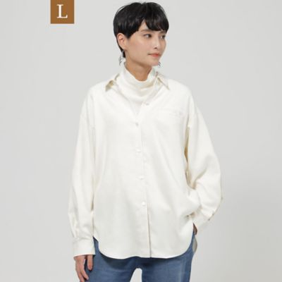 ＜EVEX BY KRIZIA L (Women/大きいサイズ)＞２３ＡＷ＊Ｗｉｎｇｓ掲載＊【Ｌ】【ウォッシャブル】ナチュラルフェイクスエードシャツ（Ｕ７Ｍ３６２３６＿＿）