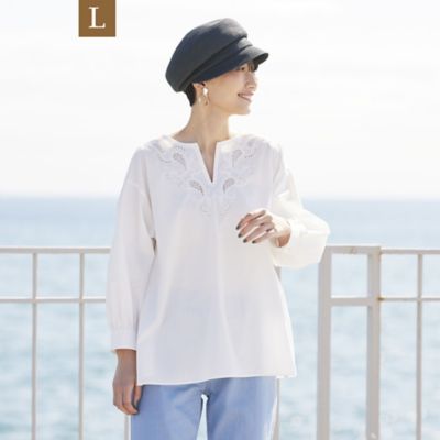 ＜EVEX BY KRIZIA L (Women/大きいサイズ)＞＊Ｗｉｎｇｓ掲載＊【Ｌ】【ウォッシャブル】ペイズリーエンブロイダリーブラウス（Ｕ７Ｍ６１１５５＿＿）