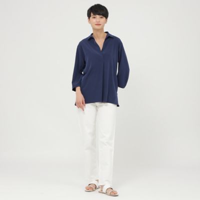 【Ｌ】【接触冷感】【ウォッシャブル】スーパーヴィヨン七分袖ブラウス（Ｕ７Ｍ７１３８０＿＿）
