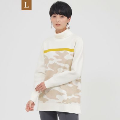 ＜EVEX BY KRIZIA L (Women/大きいサイズ)＞【Ｌ】【ウォッシャブル】カモフラージュラメニット（Ｕ７Ｎ０１２８１＿＿）