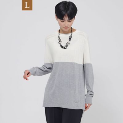 ＜EVEX BY KRIZIA L (Women/大きいサイズ)＞【Ｌ】【ウォッシャブル】バイカラーニット（Ｕ７Ｎ０１３１６＿＿）