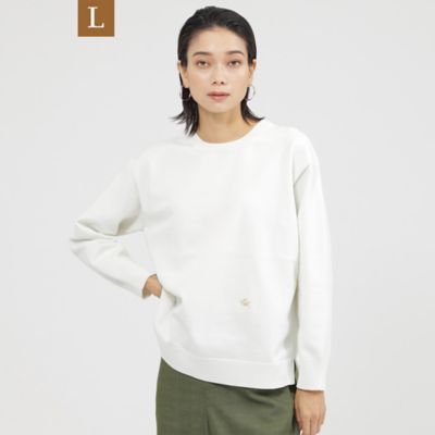 ＜EVEX BY KRIZIA L (Women/大きいサイズ)＞【Ｌ】【カタログ掲載品】【１００回洗っても型崩れしない】【ウォッシャブル】テックスブリッドクルーネックプルオーバーニット（Ｕ７Ｎ０１４４５＿
