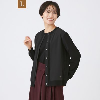 ＜EVEX BY KRIZIA L (Women/大きいサイズ)＞【Ｌ】【ウォッシャブル】レーヨンストレッチニットコンビカーディガン（Ｕ７Ｎ０２６３２＿＿）