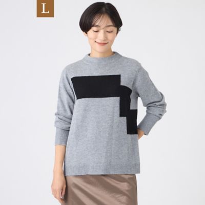 ＜EVEX BY KRIZIA L (Women/大きいサイズ)＞【Ｌ】【ＳＡＮＹＯ　Ｓｔｙｌｅ　ＥＤＩＴＩＯＮ掲載】【ウォッシャブル】ブロッキングウールニットプルオーバー（Ｕ７Ｎ０６６７２＿＿）