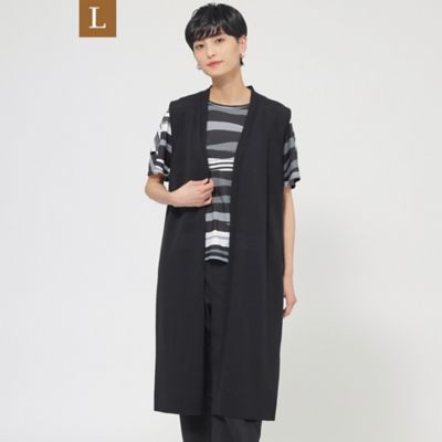 【Ｌ】【ウォッシャブル】ドライタッチコットンニットロングジレ（Ｕ７Ｎ１１５５５＿＿）