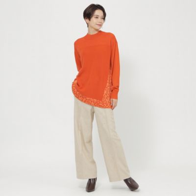 ２３ＡＷ＊Ｗｉｎｇｓ掲載＊【Ｌ】【ウォッシャブル】レオパードコンビハイネックニット（Ｕ７Ｎ１２２５２＿＿）