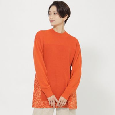 ２３ＡＷ＊Ｗｉｎｇｓ掲載＊【Ｌ】【ウォッシャブル】レオパードコンビハイネックニット（Ｕ７Ｎ１２２５２＿＿）