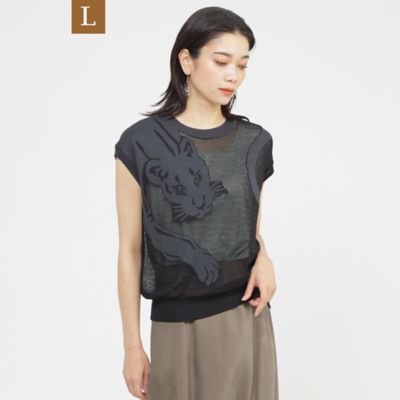 ＜EVEX BY KRIZIA L (Women/大きいサイズ)＞【Ｌ】【カタログ掲載品】【ウォッシャブル】パンサージャカードメッシュニット（Ｕ７Ｎ１３５７０＿＿）