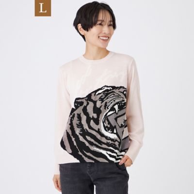 ＜EVEX BY KRIZIA L (Women/大きいサイズ)＞【Ｌ】【カタログ掲載】【ウォッシャブル】イニシャルタイガーインターシャニットプルオーバー（Ｕ７Ｎ１３６６２＿＿）