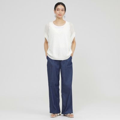 【Ｌ】【ＳＡＮＹＯ　Ｓｔｙｌｅ　ＥＤＩＴＩＯＮ掲載】【ウォッシャブル】アイレットメッシュレイヤードニット（Ｕ７Ｎ１６６１７＿＿）