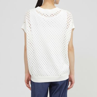 【Ｌ】【ＳＡＮＹＯ　Ｓｔｙｌｅ　ＥＤＩＴＩＯＮ掲載】【ウォッシャブル】アイレットメッシュレイヤードニット（Ｕ７Ｎ１６６１７＿＿）