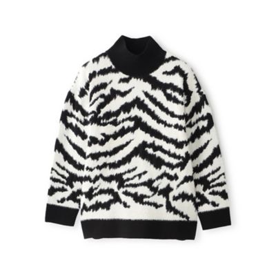 ＜EVEX BY KRIZIA L (Women/大きいサイズ)＞【Ｌ】【カタログ掲載】フェザーヤーンゼブラニットプルオーバー（Ｕ７Ｎ２０６８４＿＿）