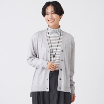 ＜EVEX BY KRIZIA L (Women/大きいサイズ)＞【Ｌ】【ウォッシャブル】ハイゲージラインニットカーディガン（Ｕ７Ｎ２３６９４＿＿）