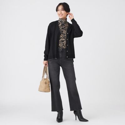 L】【ウォッシャブル】ハイゲージラインニットカーディガン