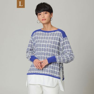 【Ｌ】【ウォッシャブル】シャツコンビファンシーツイードニット（Ｕ７Ｎ５１１０７＿＿）