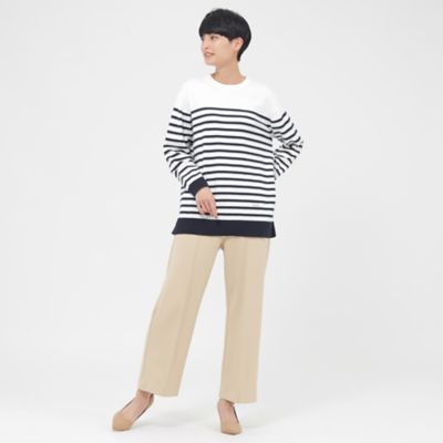 【Ｌ】【ウォッシャブル】コットンラメボーダークルーネックニット（Ｕ７Ｎ５１３０６＿＿）