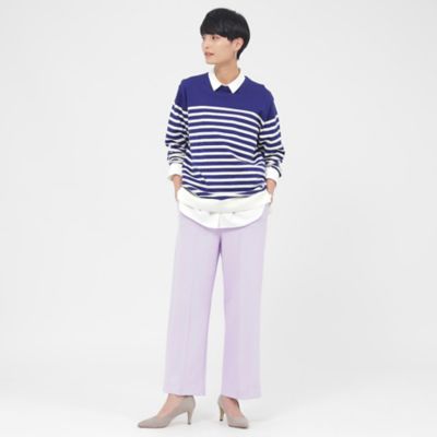 【Ｌ】【ウォッシャブル】コットンラメボーダークルーネックニット（Ｕ７Ｎ５１３０６＿＿）