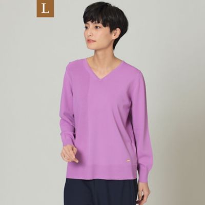 ＜EVEX BY KRIZIA L (Women/大きいサイズ)＞【Ｌ】【ウォッシャブル】レーヨンナイロンストレッチＶネックカラーニット（Ｕ７Ｎ５２１１８＿＿）