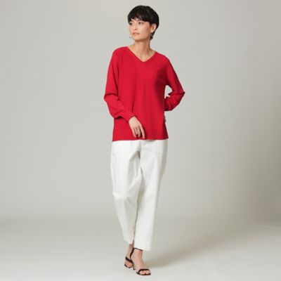 【Ｌ】【ウォッシャブル】レーヨンナイロンストレッチＶネックカラーニット（Ｕ７Ｎ５２１１８＿＿）