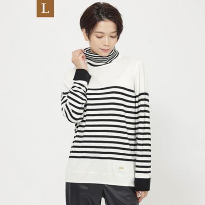 ＜EVEX BY KRIZIA L (Women/大きいサイズ)＞２３ＡＷ＊Ｗｉｎｇｓ掲載＊【Ｌ】【ウォッシャブル】ダブルタートルニット（Ｕ７Ｎ５２２５２＿＿）