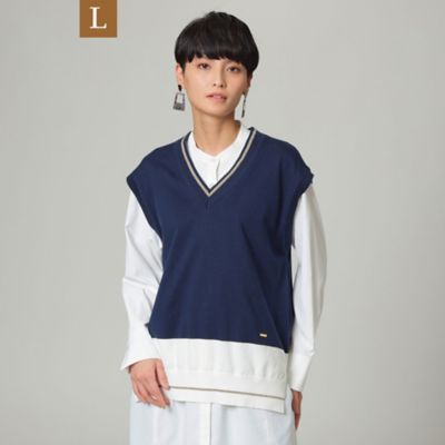 【Ｌ】【ウォッシャブル】バイカラーニットジレ（Ｕ７Ｎ７０１０５＿＿）