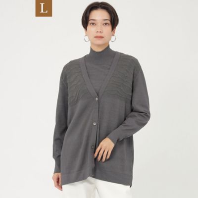 ＜EVEX BY KRIZIA L (Women/大きいサイズ)＞【Ｌ】【ウォッシャブル】ゼブラジャカードニットカーディガン（Ｕ７Ｎ８７２２７＿＿）