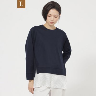 【Ｌ】【ウォッシャブル】プリーツコンビプルオーバーカットソー（Ｕ７Ｐ０１３２９＿＿）