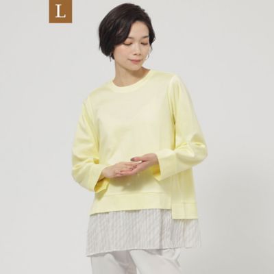 EVEX BY KRIZIA L (Women/大きいサイズ)/エヴェックス バイ クリツィアＬ 【L】【ウォッシャブル】プリーツコンビプルオーバーカットソー(U7P01329__)