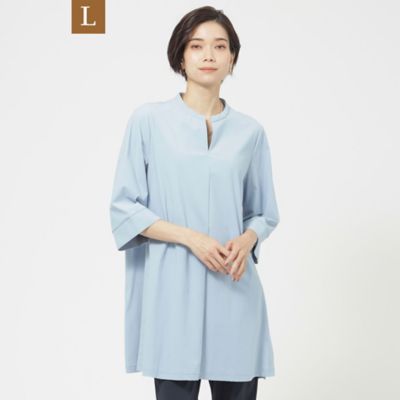 【Ｌ】【接触冷感】【ウォッシャブル】ハイゲージメリルハイテンションバンドカラーチュニック（Ｕ７Ｐ０６３３７＿＿）