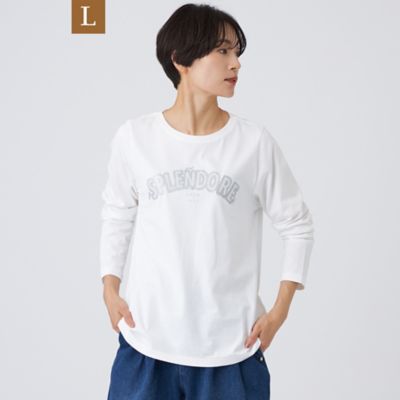 ＜EVEX BY KRIZIA L (Women/大きいサイズ)＞【Ｌ】【カタログ掲載品】【ウォッシャブル】スパンコールロゴプルオーバーカットソー（Ｕ７Ｐ０６６３４＿＿）