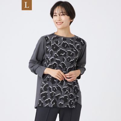 ＜EVEX BY KRIZIA L (Women/大きいサイズ)＞【Ｌ】【ウォッシャブル】ジオメトリックパンサーカットソー（Ｕ７Ｐ０７６３６＿＿）