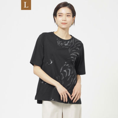 ＜EVEX BY KRIZIA L (Women/大きいサイズ)＞【Ｌ】【ウォッシャブル】シャドータイガープリントプルオーバーカットソー（Ｕ７Ｐ０８３３８＿＿）