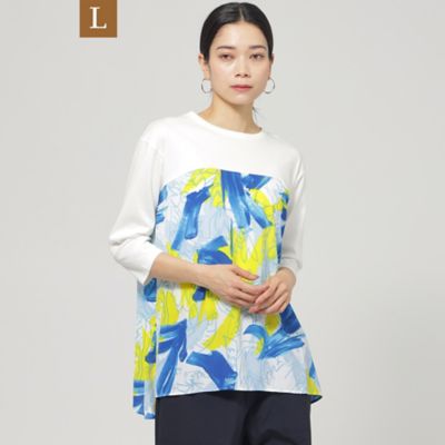 ＜EVEX BY KRIZIA L (Women/大きいサイズ)＞【Ｌ】【ウォシャブル】フラワープリントコンビカットソー（Ｕ７Ｐ０８５３２＿＿）
