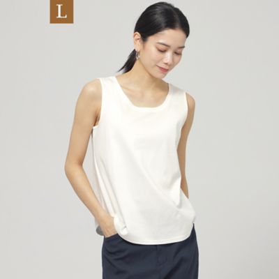 EVEX BY KRIZIA L (Women/大きいサイズ)/エヴェックス バイ クリツィアＬ 【Ｌ】【ウォシャブル】【接触冷感】シルケットコットンタンクトップ（Ｕ７Ｐ０９５３５＿＿）