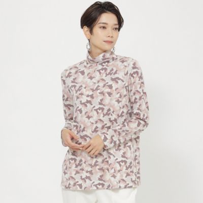 ＜EVEX BY KRIZIA L (Women/大きいサイズ)＞【Ｌ】【ウォッシャブル】テンダーカモフラージュプリントタートルネックカットソー（Ｕ７Ｐ１１２４２＿＿）